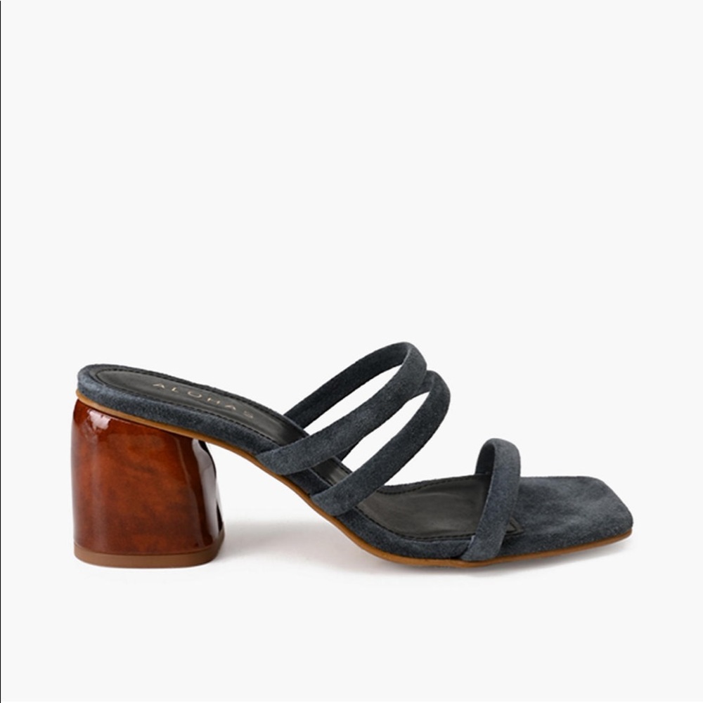 ALOHAS Suede Indiana Block-Heel Sandal in Grey